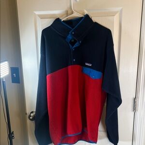 Patagonia Red and Navy Fleece with Blue Accents